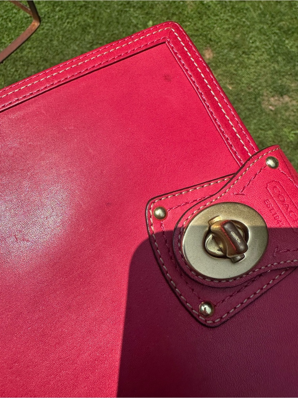 Coach Pink Leather Turnlock Planner - Picture 2 of 13